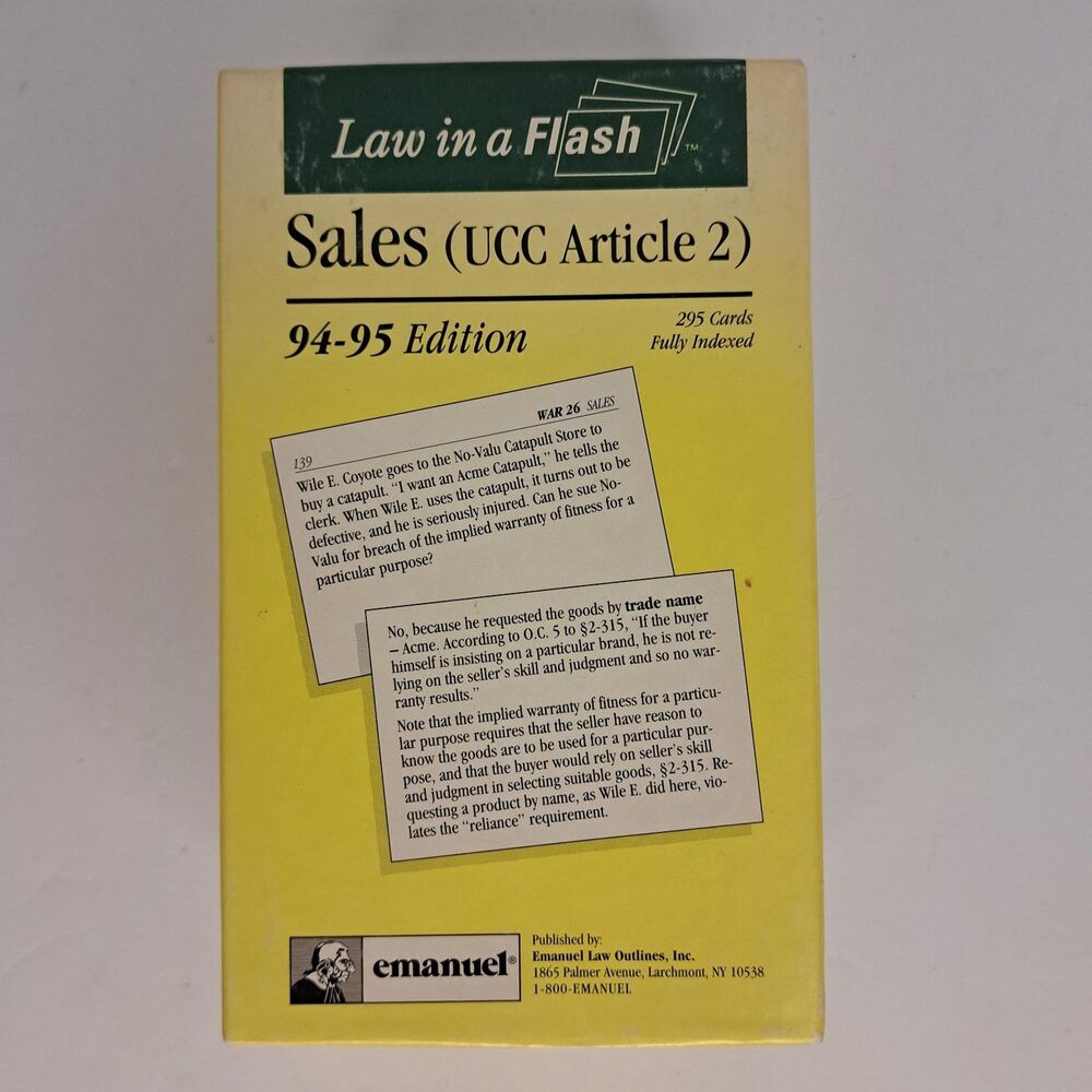 Law in a Flash Sales UCC Article 2 94-95 Edition Emanuel Law Flashcards Test
